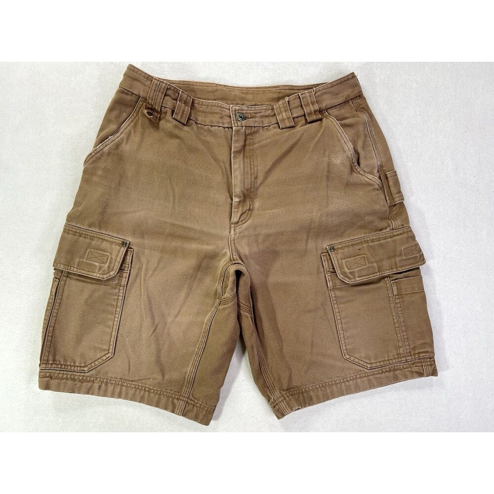 Duluth Trading Co Canvas Cargo Shorts Utility Workwear 11” Mens Fitting Size 34